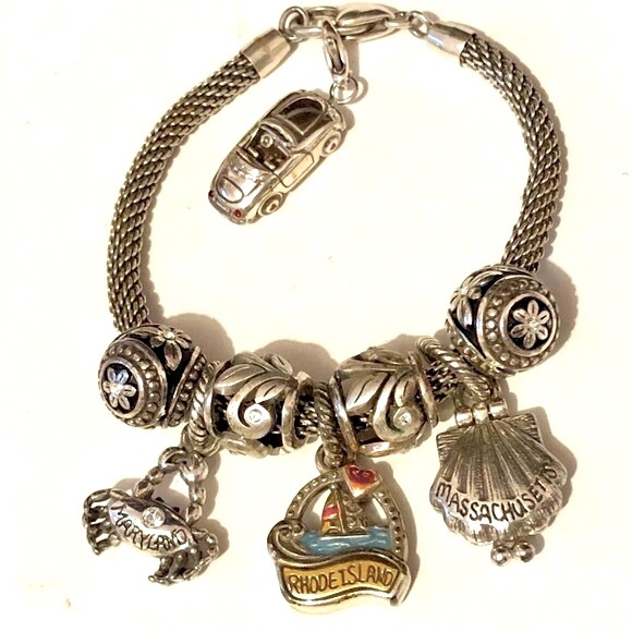 Brighton Eve Delight bead Cut out leaf design Brushed finish Crystals Retired - Picture 5 of 7